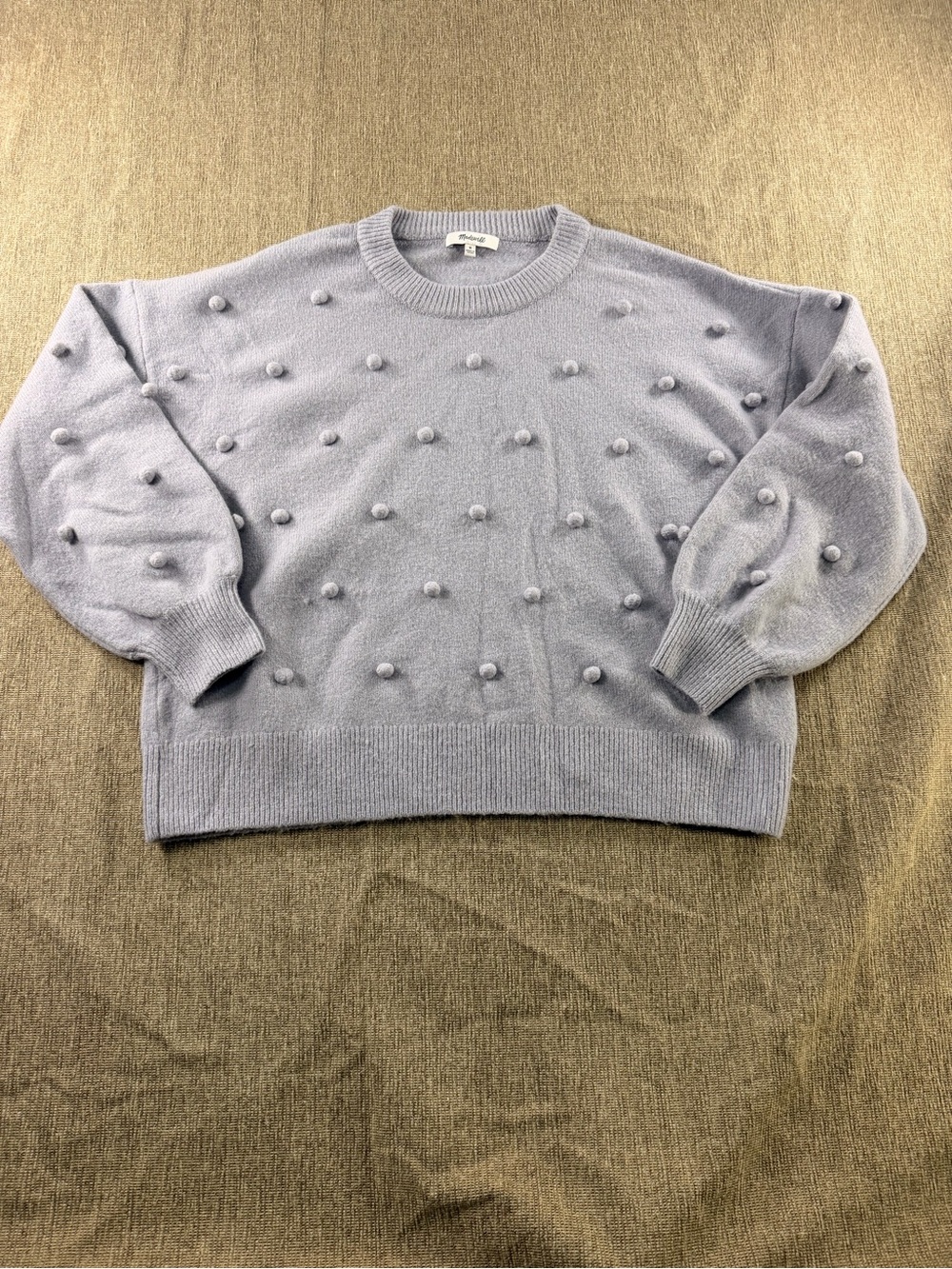 Madewell Bobble / Pom-Pom Crewneck Knit Sweater Medium Merino Wool